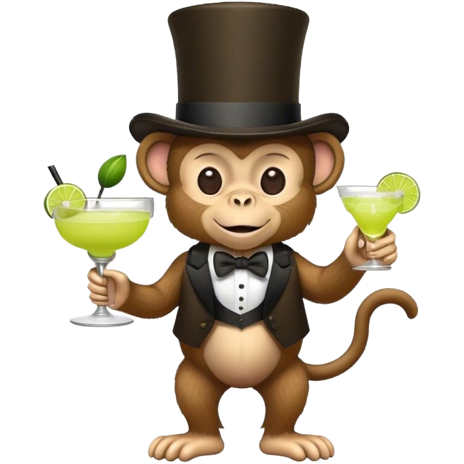 monkey in a top hat with a margarita emoji