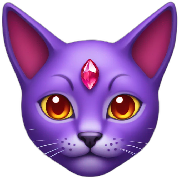 Purple cat with red crystal horns emoji