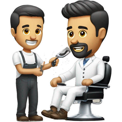 Homme barber avec une tondeuse dans lesmain qui fait un dégradé à un homme  emoji