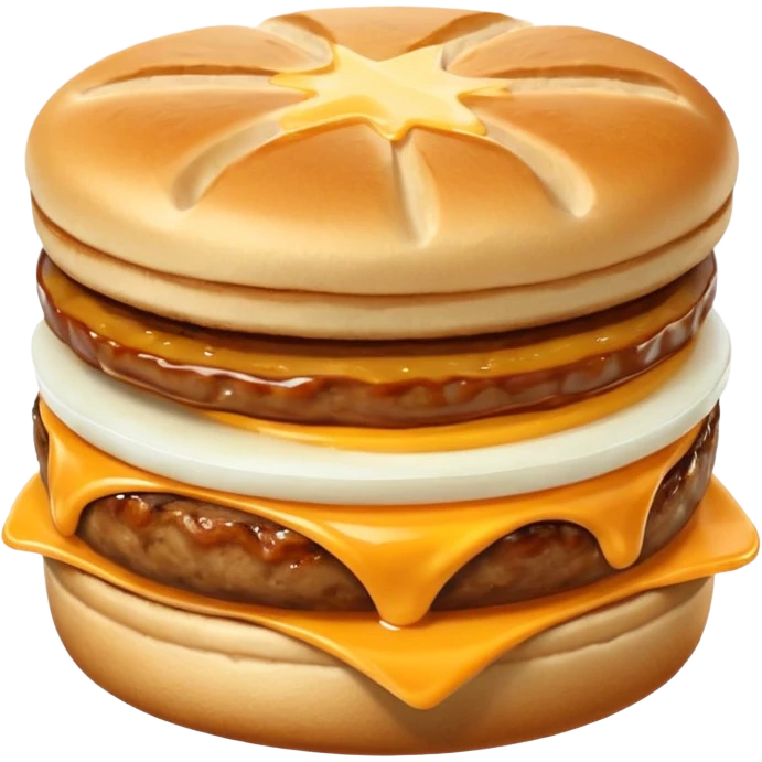 Egg mcmuffin egg sausage cheese in an existing muffin emoji
