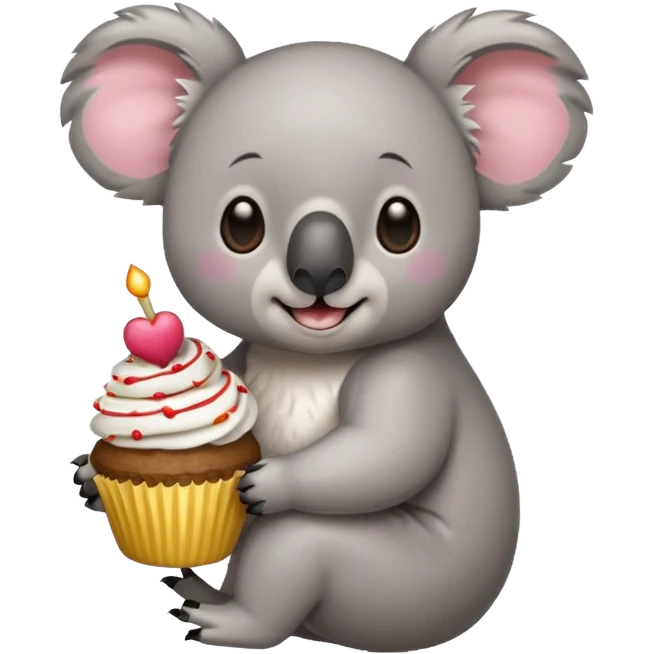 koala with cupcake emoji
