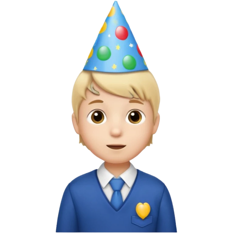 a little boy with birthday hat, wearing uniform student















 emoji