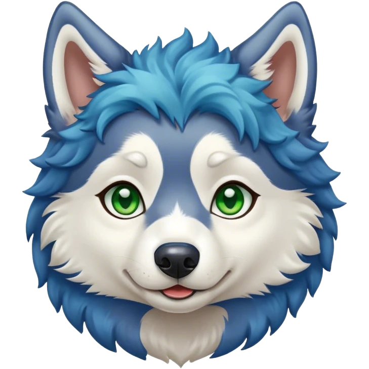 Cute Husky, blue curly hair, green/brown eyes emoji