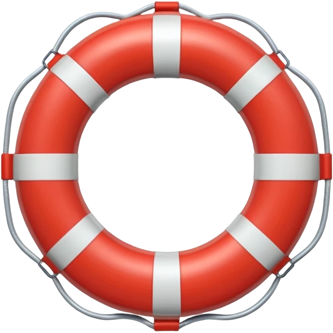 lifebuoy object icon, red and white float ring, glossy plastic, 3D cartoon, soft shadow, mobile game icon style, centered, clean background, no text, no watermark
 emoji