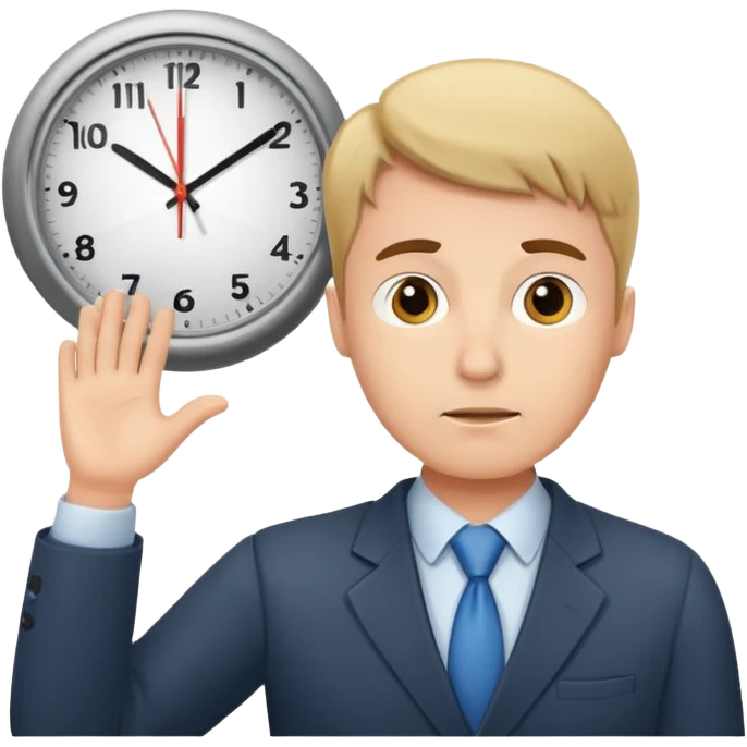 office worker looking at a clock emoji