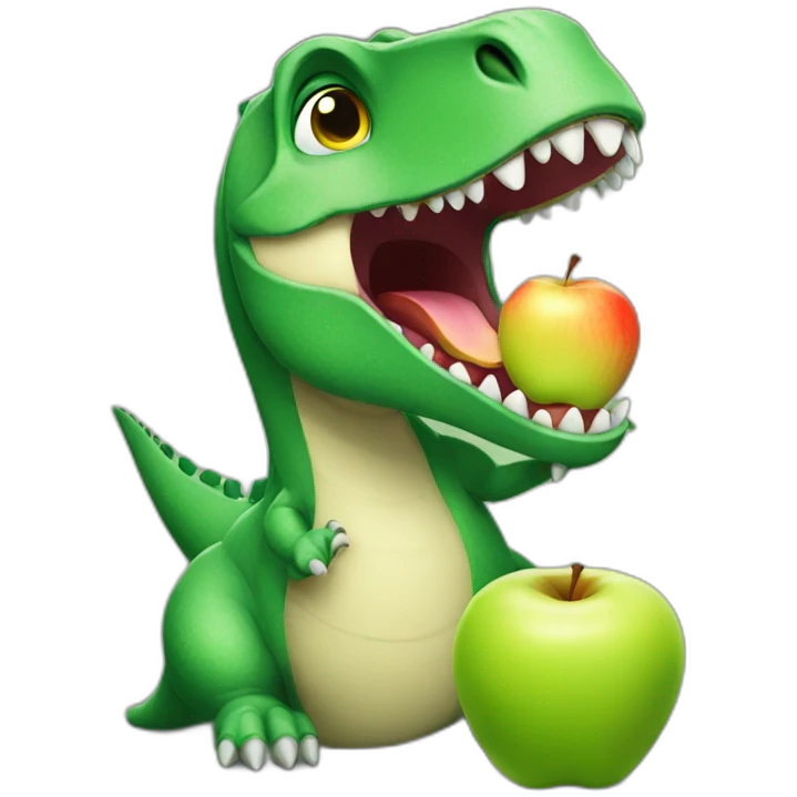 dinosaur eating apple emoji