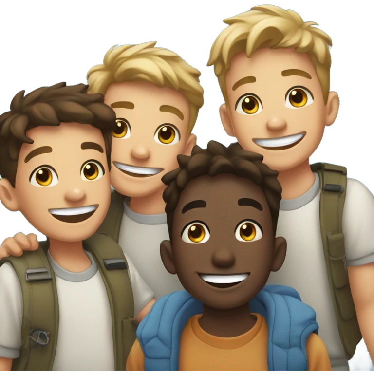 boys smiling outdoors together emoji