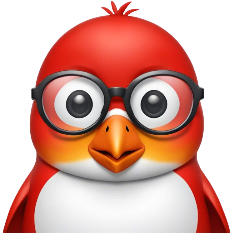 Red penguin with glasses emoji