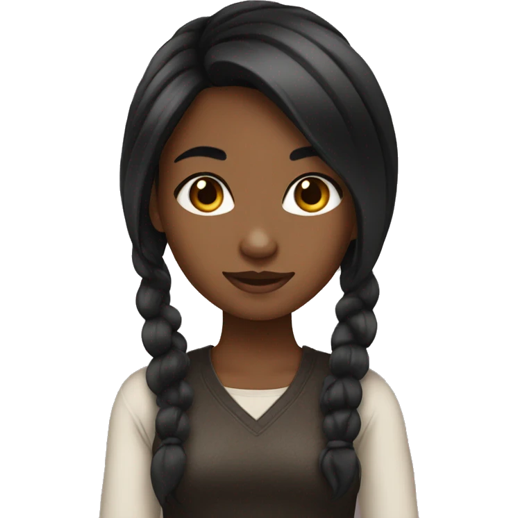 Girl with brown skin and black hair emoji