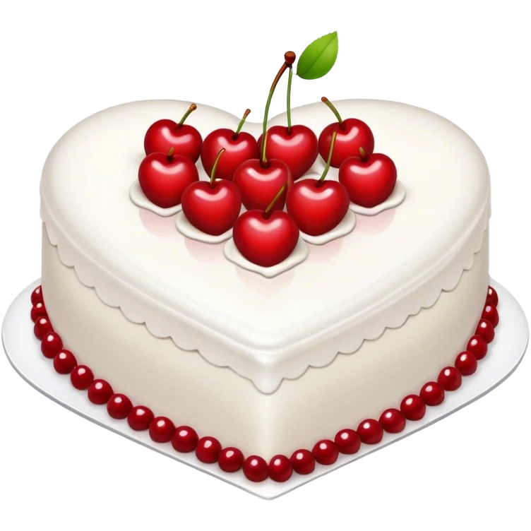 Heart shaped cake with small cherries for decoration  emoji