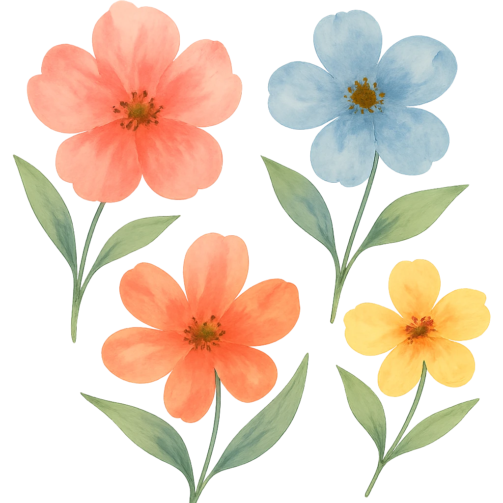 watercolor style flowers emoji