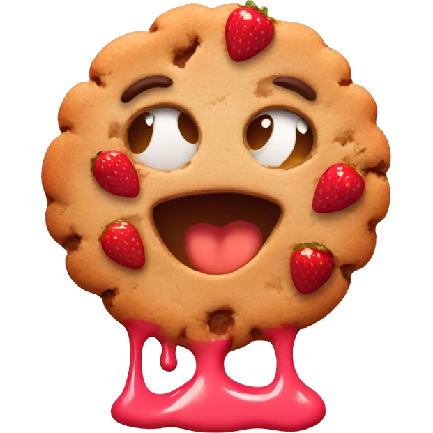 Cookie with strawberry coating emoji