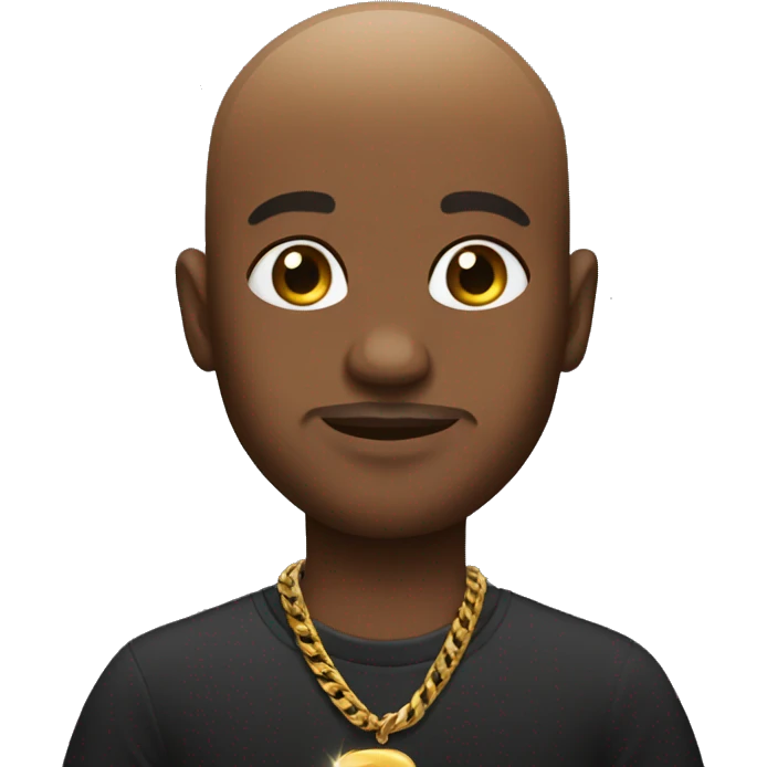 bald black man who has a gold chain with baby oil emoji