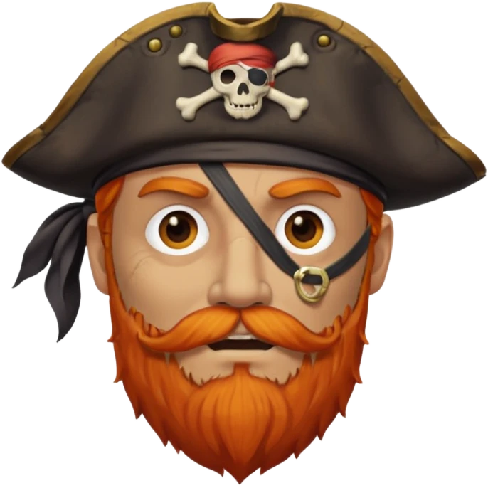 Pirata con un parche en el ojo y con barba anaranjado emoji