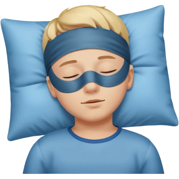 boy with a sleeping mask above head like a band 
 emoji
