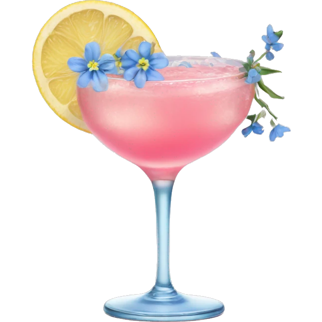 pink lemon cocktail with blue small flowers  emoji
