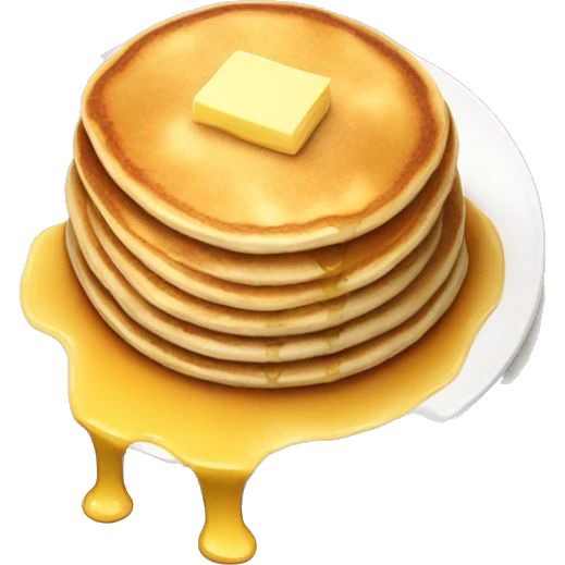 Fluffy soft pancakes with butter and syrup emoji