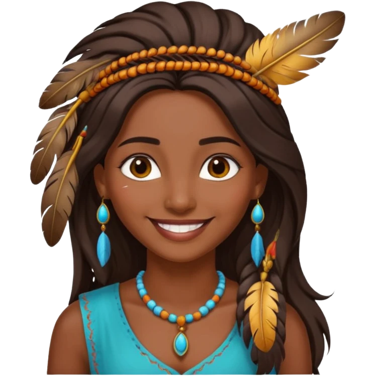 female indian with one feather in hair emoji
