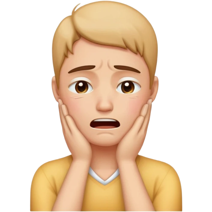 person with hands on neck and is crying  emoji
