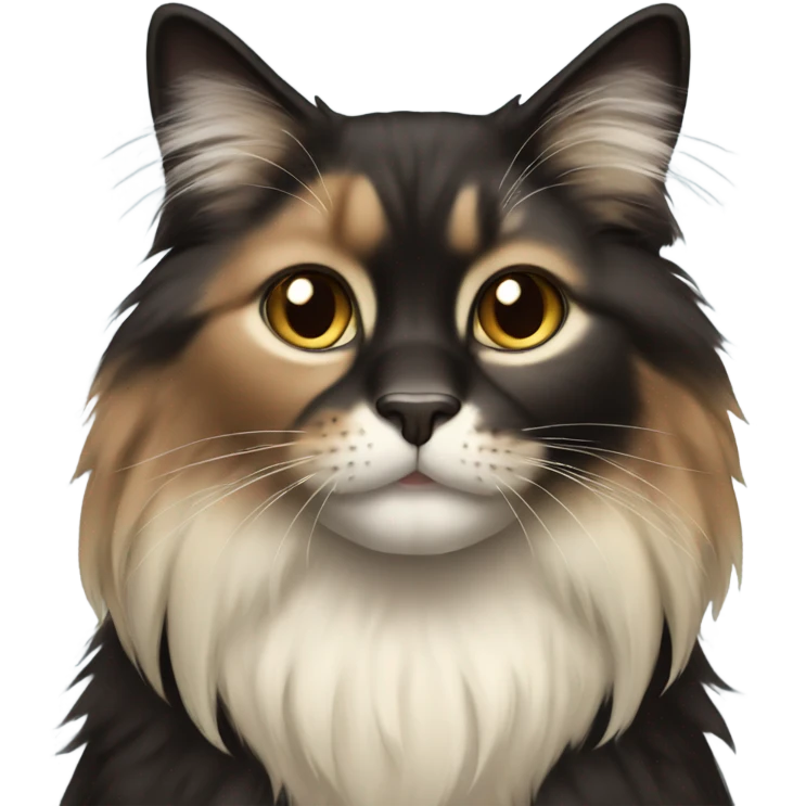 long haired mixed brown black cream fur cat emoji