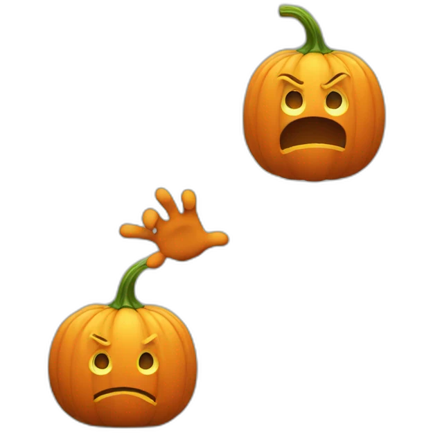shrugging pumpkin with hands emoji