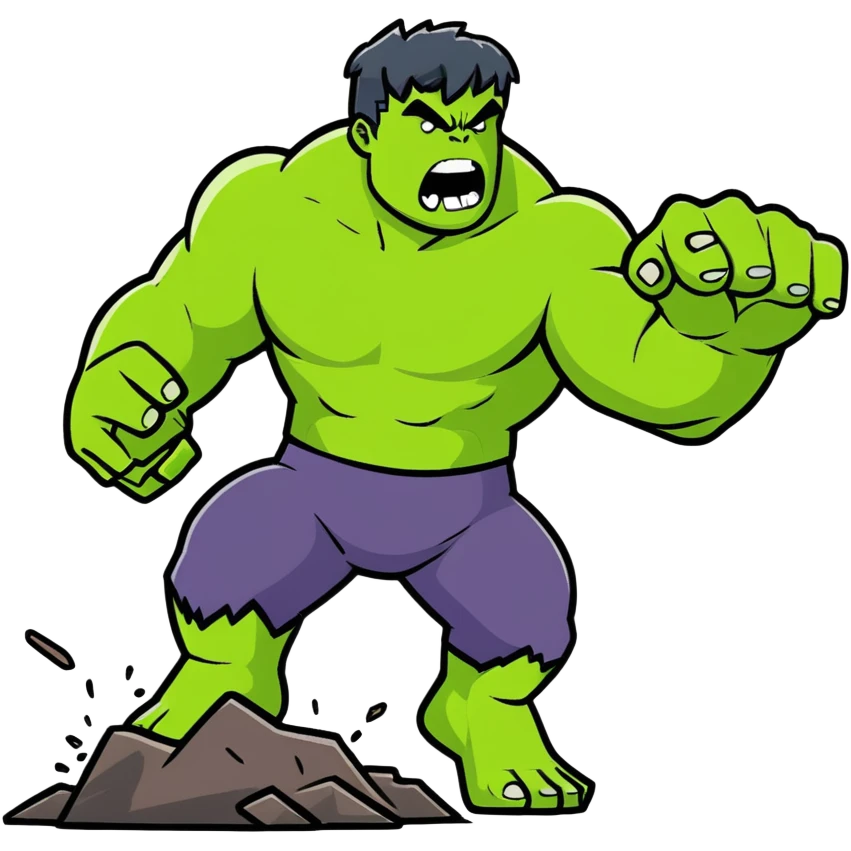 angry Hulk smashing ground emoji