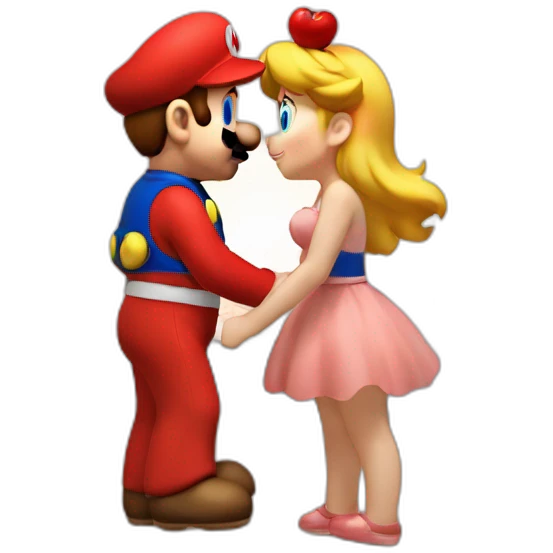 mario and peach love kiss at the beach emoji