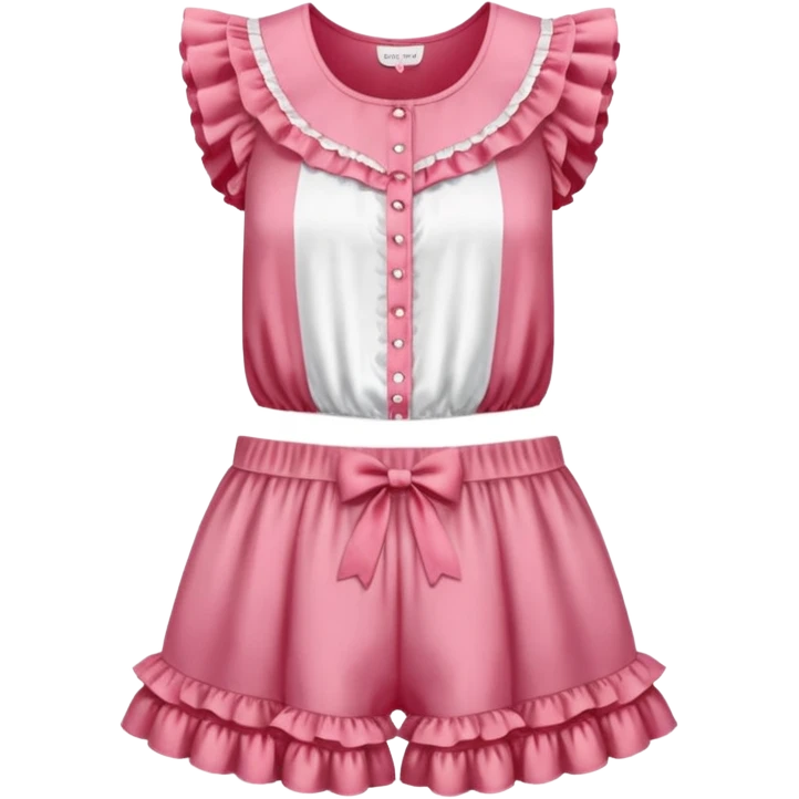 coquette strawberry babydoll blouse with ruffle sleeves and bottom, no human please emoji