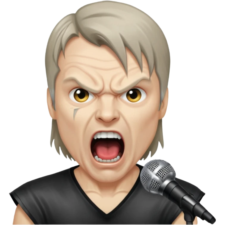 bruce dickinson, metal musician, screaming with mirophone emoji