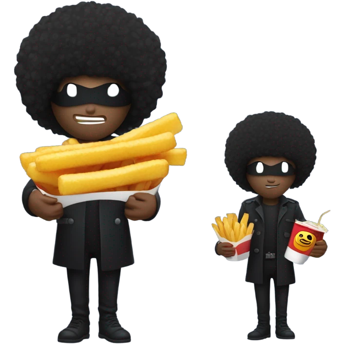 Burglar with an afro and holding a french fry emoji