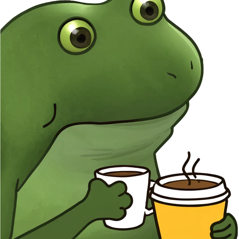 Frog with coffee  emoji