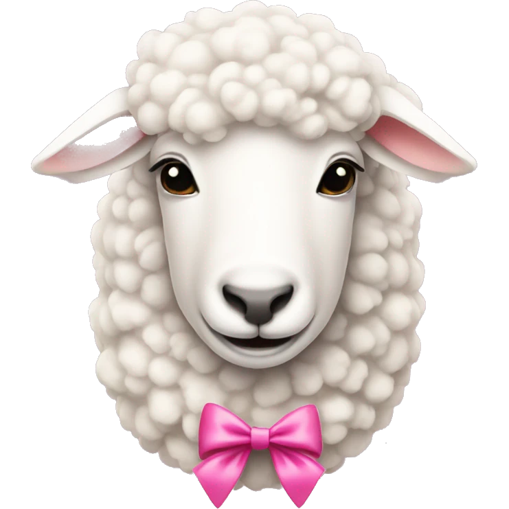 White sheep with pink coquette bow emoji