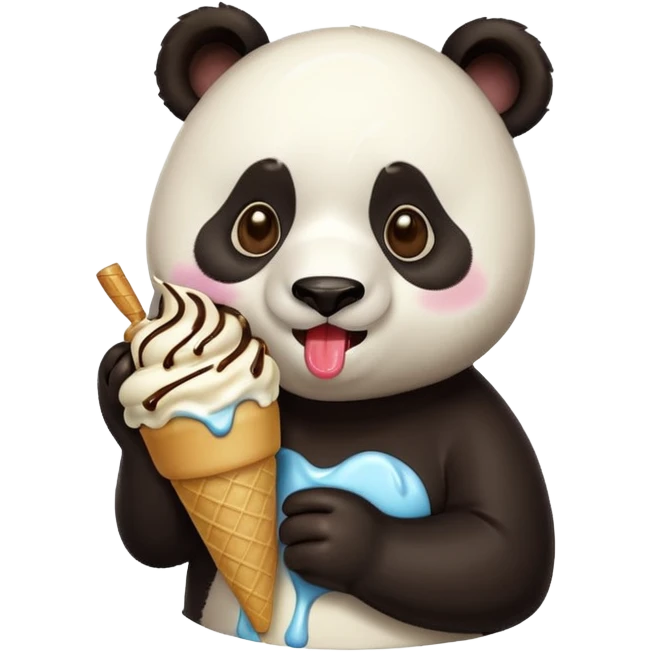 Panda eating ice cream emoji