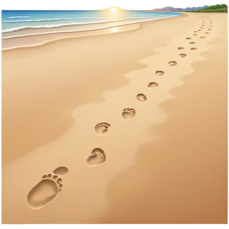 A quiet beach at sunset. Two sets of footprints—one small, the other larger childhood self and inner child emoji