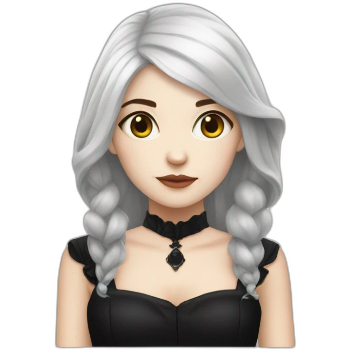 white hair girl with black gothic dress emoji