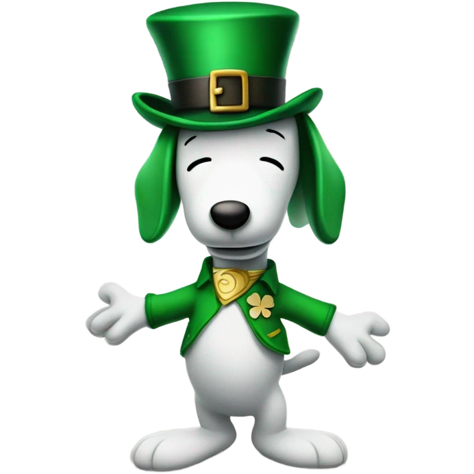 Snoopy with Irish leprechaun hat doing riverdance emoji
