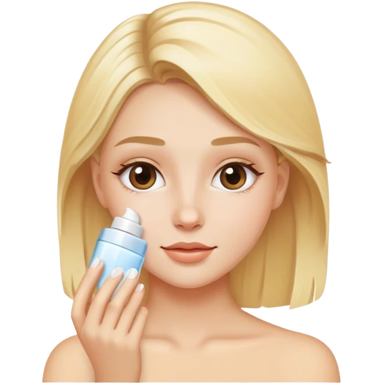 Chica rubia haciendo skincare emoji