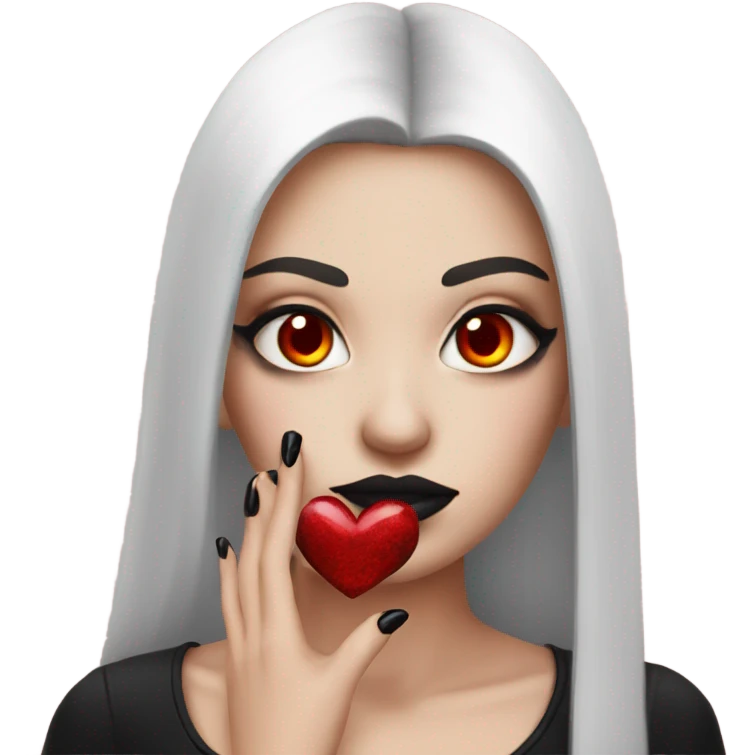 red Gothic heart with black nails emoji