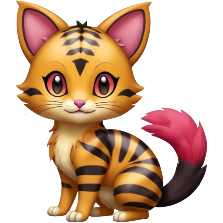 Cute Adorable Shiny Colorful Realistic Elegant Pretty Beautiful Liepard-Furret-Litten-Skitty-Pokémon-fusion-creature (full body) emoji