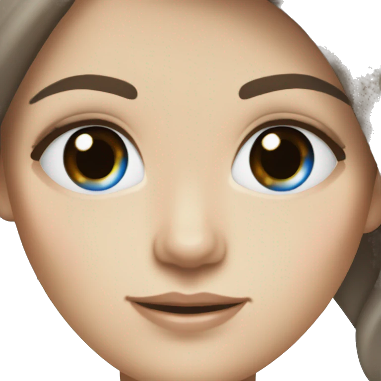 White girl with blue eyes and dark brown hair emoji