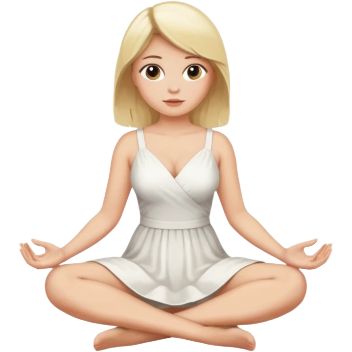 buxom blonde woman full body sitting cross-legged, SFW emoji