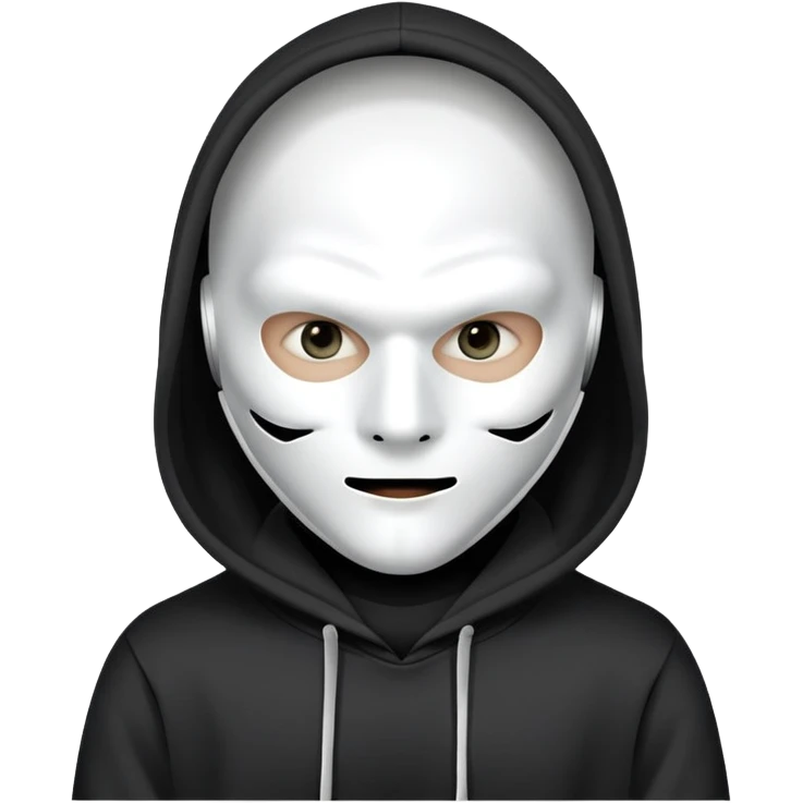 white mask, black hoddie emoji
