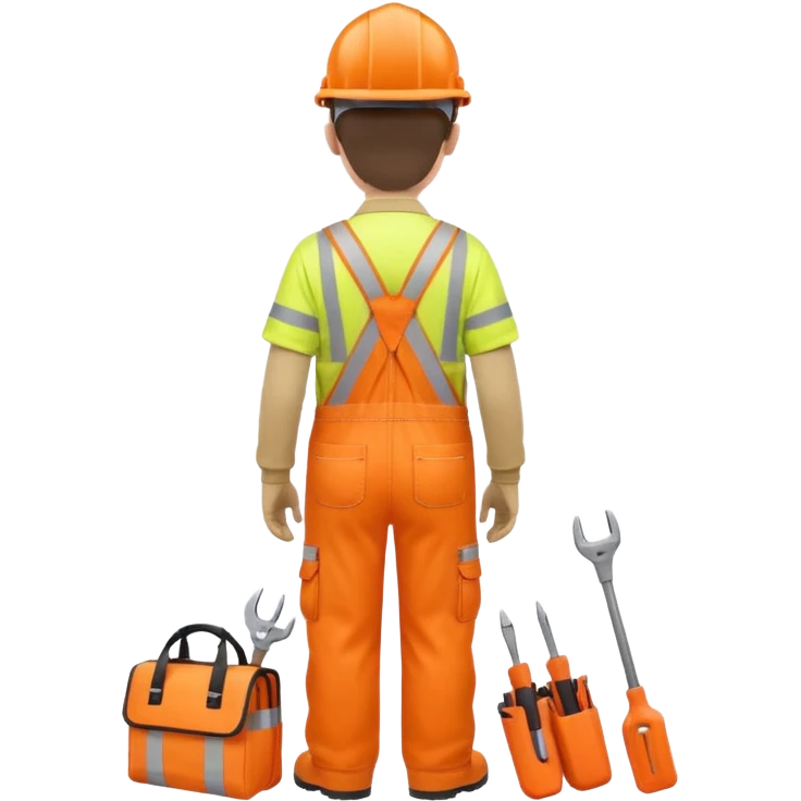 Engineer in orange hi-vis overalls facing away emoji