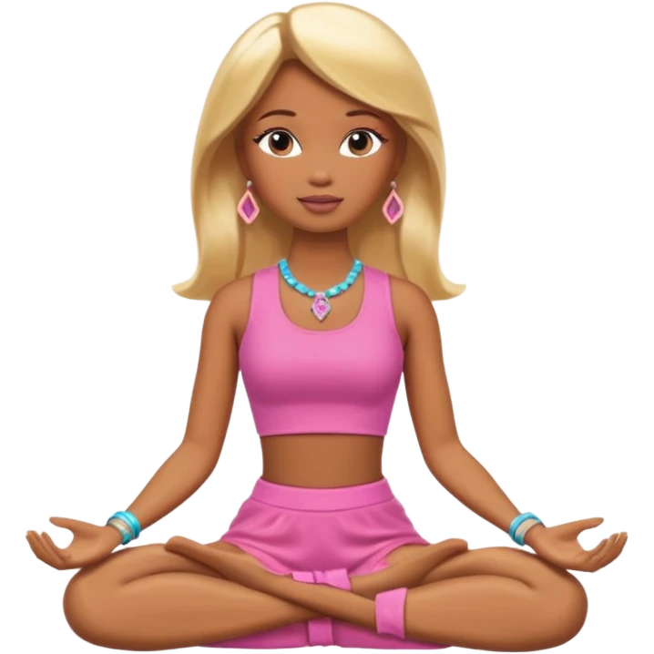 Brown skin blonde hair Barbie meditating  emoji
