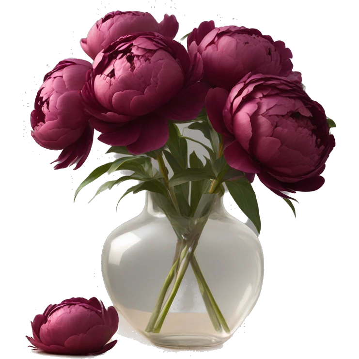 Burgundy peonies in clear vase emoji