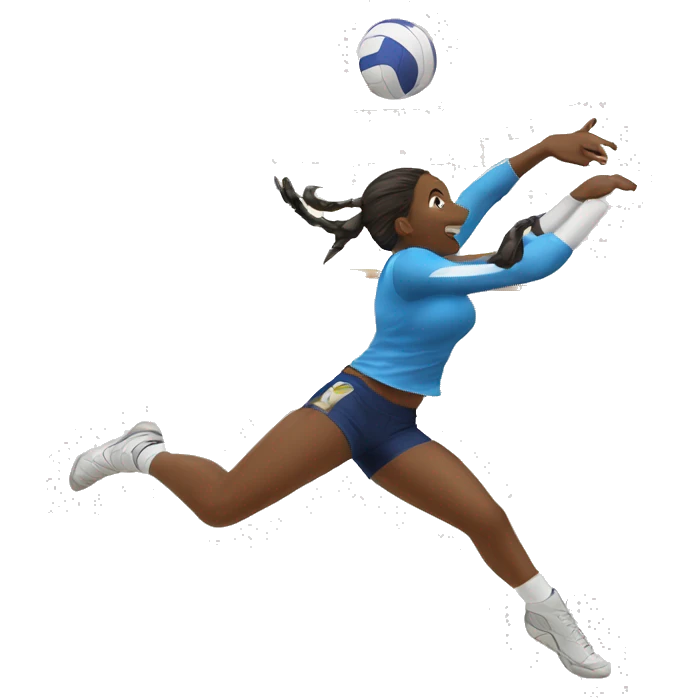 a volleyball player jumping and blocking a volleyball down emoji