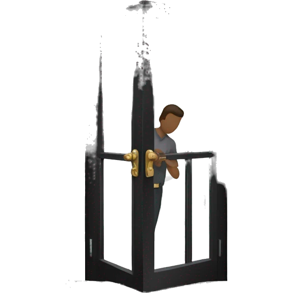 black door and a men opening the door emoji