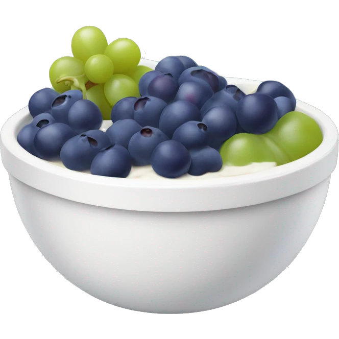 yoghurt bowl with grapes and blueberries emoji