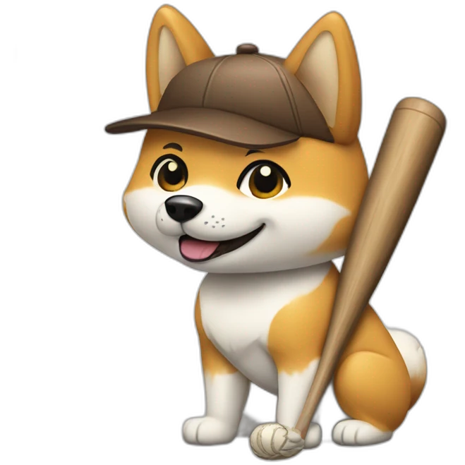 baseball player shiba-with-baseball-bat emoji