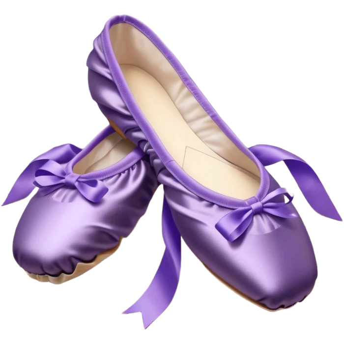 cinematic-realistic-ballet-shoes,-soft-satin-purple-pointe-shoes-with-delicate-ribbons,-resting-gently-on-a-polished-wooden-floor,-subtle-creases-in-the-fabric,-glowing-under-the-warm-golden-light-of-a-rehearsal-studio,-evoking-ele emoji